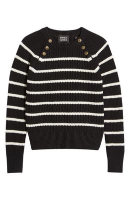 Scotch & Soda Stripe Raglan Sweater in Black Stripe
