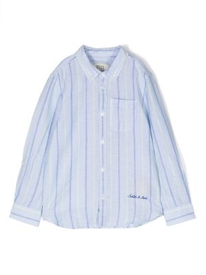 Scotch & Soda striped-pattern linen blend shirt - Blue