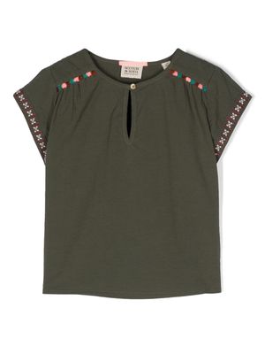 Scotch & Soda tassel-detail seersucker blouse - Green