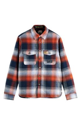 Scotch & Soda Teddy Organic Cotton Overshirt Jacket in 6501-Blue Red Check