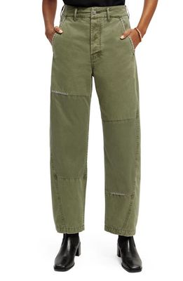 Scotch & Soda The Pip Wide Leg Nonstretch Ankle Pants in Military Green-0154