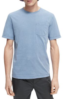 Scotch & Soda Twisted Crewneck Organic Cotton Pocket T-Shirt in Cosmos Blue