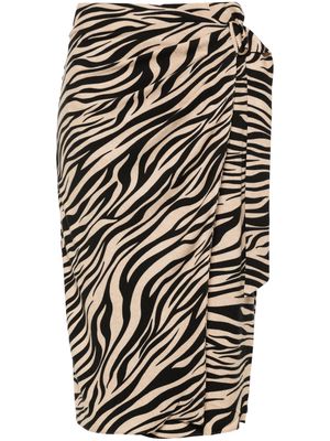 Scotch & Soda zebra-print wraparound midi skirt - Neutrals