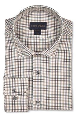 Scott Barber Check Cotton & Wool Button-Up Shirt in Mauve