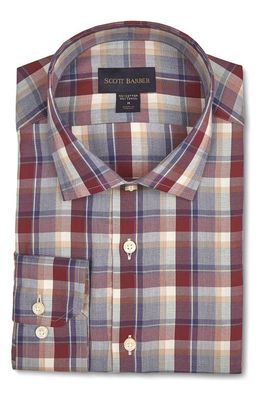Scott Barber Collegiate Plaid Button-Up Shirt in Burgundy