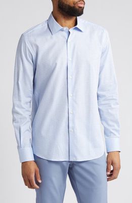 Scott Barber Dobby Micro Pattern Button-Up Shirt in Sky 