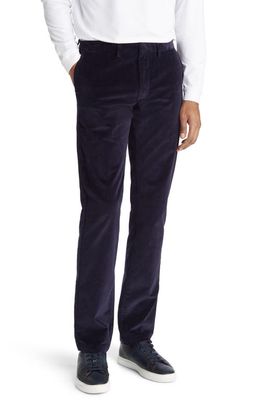 Scott Barber Flat Front Stretch Corduroy Pants in Navy