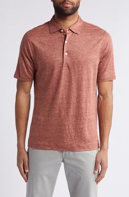 Scott Barber Linen Mélange Polo in Spice 