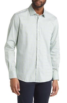 Scott Barber Luxury Textured Windowpane Button-Up Shirt in Celadon