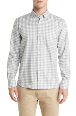 Scott Barber Mélange Gingham Twill Button-Up Shirt in Grey Heather