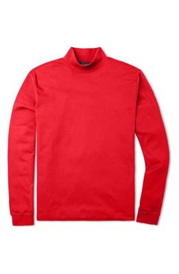 Scott Barber Mock Neck Pima Cotton Interlock Sweatshirt in Dark Cherry
