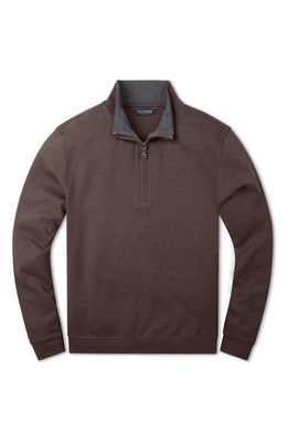 Scott Barber Pima Cotton Interlock Quarter Zip Pullover in Dark Chocolate