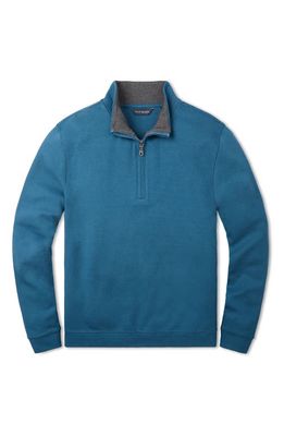 Scott Barber Pima Cotton Interlock Quarter Zip Pullover in Dark Teal