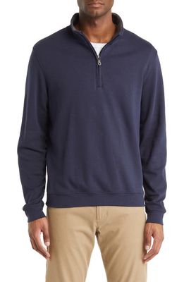 Scott Barber Pima Cotton Interlock Quarter Zip Pullover in Midnight