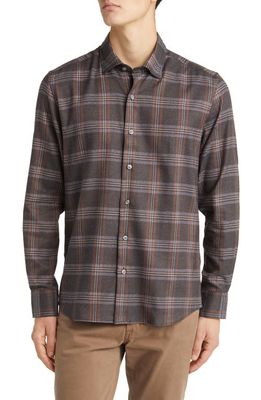 Scott Barber Plaid Flannel Button-Up Shirt in Coffee