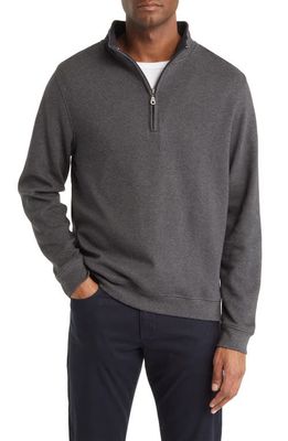 Scott Barber Quarter-Zip Cotton Pullover in Charcoal Heather