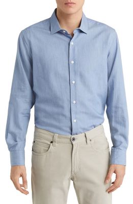 Scott Barber Slub Cotton Chambray Button-Up Shirt in Blue