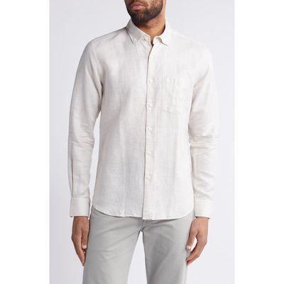 Scott Barber Solid Linen & Lyocell Twill Button-Down Shirt in Natural 