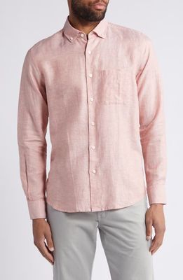 Scott Barber Solid Linen & Lyocell Twill Button-Down Shirt in Spice 