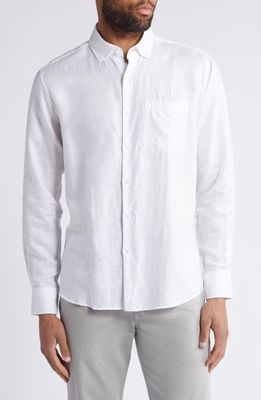 Scott Barber Solid Linen & Lyocell Twill Button-Down Shirt in White 