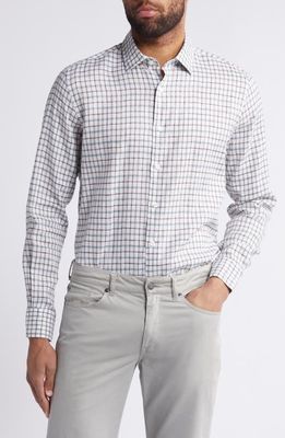 Scott Barber Tattersall Check Linen Twill Button-Up Shirt in Sage 