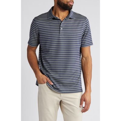 Scott Barber Track Stripe Tech Polo Shirt in Midnight 