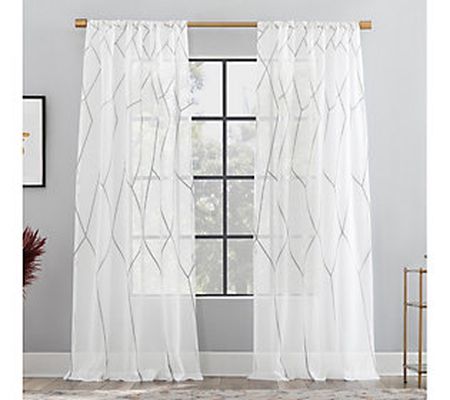 Scott Living Azlan Embroidered Sheer Curtain Pa nel 50"x84"