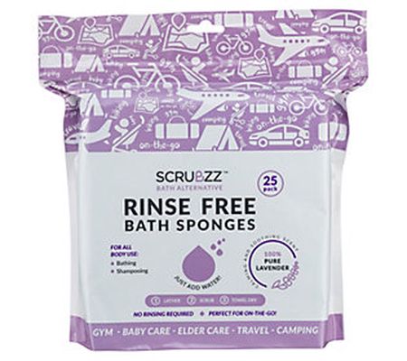 Scrubzz Lavender Rinse Free 50pc Bath Single Us e Bath Sponges