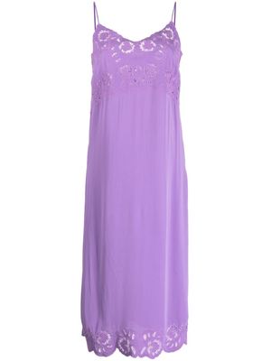 Sea Baylin floral-embroidered slip midi dress - Purple