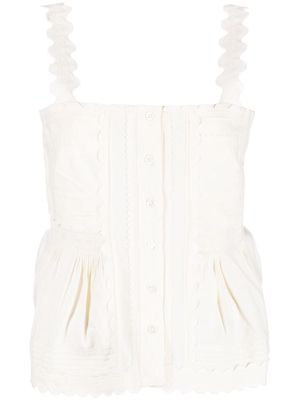 Sea button-detail cotton tank top - Neutrals