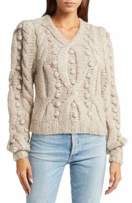 Sea Caden Cable Knit Wool Sweater in Barley