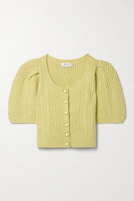 Sea - Calliope Cropped Cable-knit Merino Wool Cardigan - Yellow