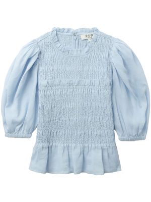 Sea Cole smocked ramie top - Blue