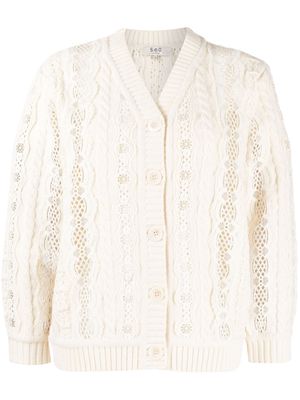 Sea Dentelle lace-detail wool cardigan - White