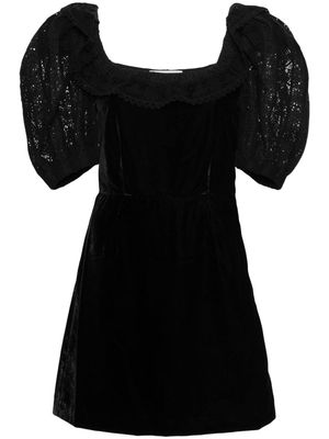 Sea Eliana lace-trim velvet minidress - Black