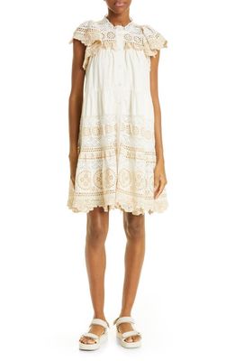 Sea Evie Cotton Eyelet & Lace Tunic Dress in Cream