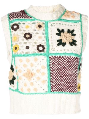 Sea floral-detail crochet vest - Multicolour