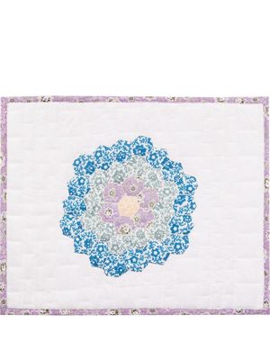 Sea floral-embroidered quilted placemat - Purple
