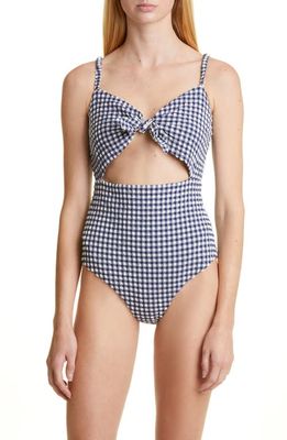 Sea Gingham Tie-Front One-Piece Swimsuit in Multi