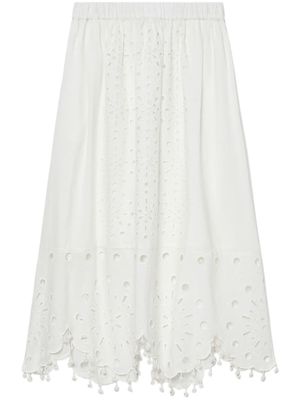 Sea high-waisted guipure-lace skirt - White