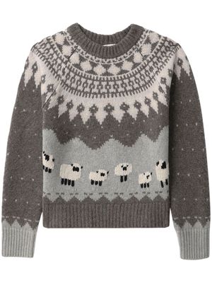 Sea intarsia-knit merino-wool jumper - Grey