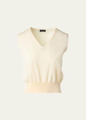 Sea Island Cotton Knit V-Neck Top