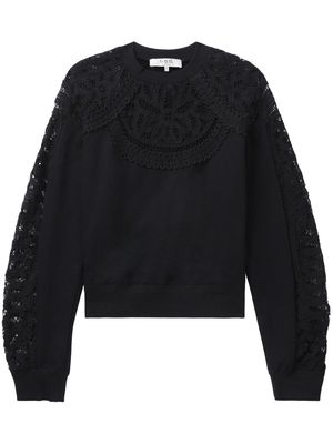 Sea lace-panelling cotton sweatshirt - Black