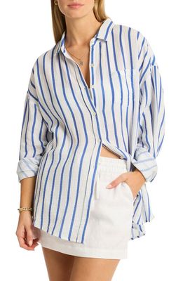 Sea Level Amalfi Beach Cover-Up Shirt in Blue