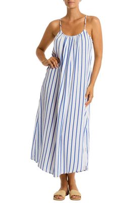 Sea Level Amalfi Day Cotton Gauze Cover-Up Slipdress in Blue