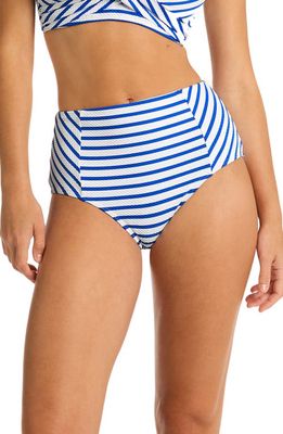 Sea Level Amalfi Panelled High Waist Bikini Bottoms in Blue