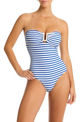 Sea Level Amalfi U-Bar Bandeau One-Piece Swimsuit in Blue