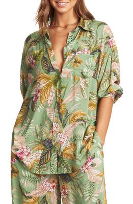 Sea Level Beach Cover-Up Shirt in Green
