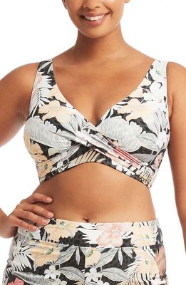 Sea Level Calypso Floral Print G-Cup Underwire Bikini Top in Charcoal
