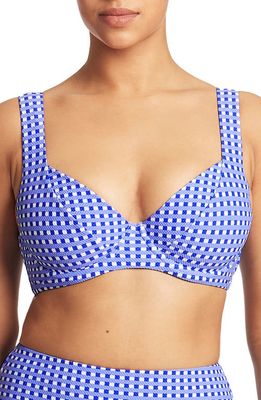 Sea Level Checkmate C- & D-Cup Underwire Bikini Top in Cobalt